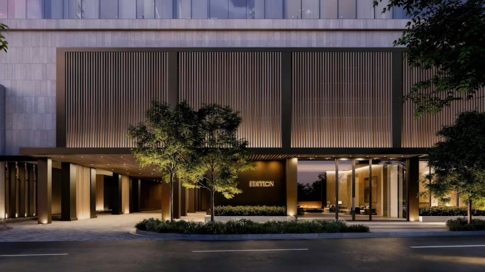 Landscaped arrival at The Residences at The Dallas EDITION