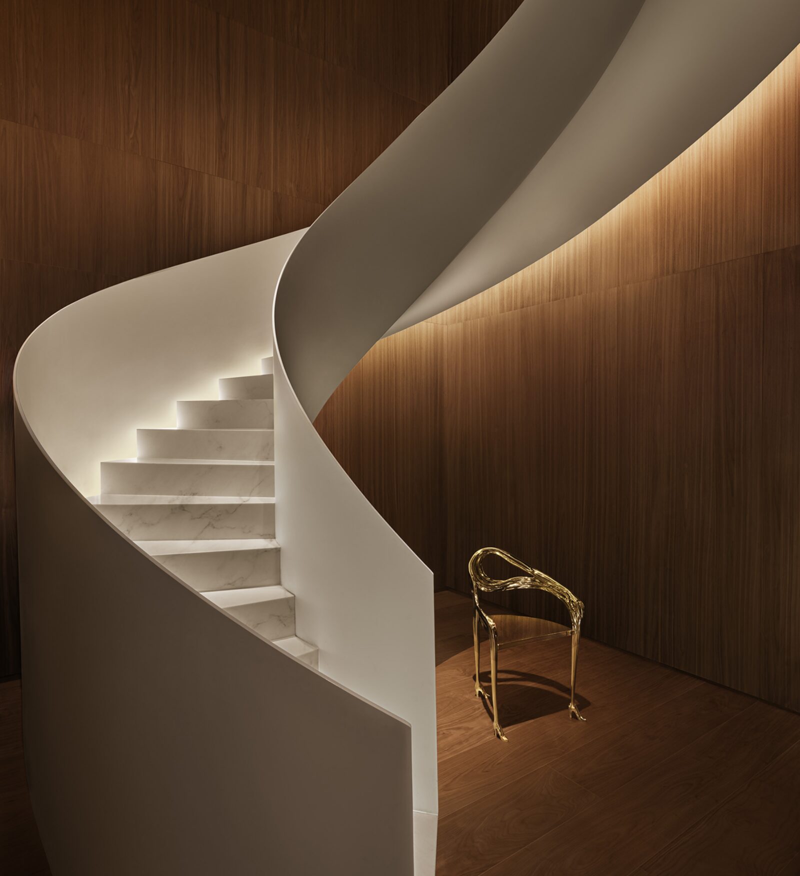 Sculptural staircase at The Barcelona EDITION